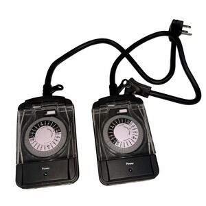 Prime TNO24111 Outdoor 24-Hour Mechanical Outlet Timer 2-Outlet Black Lot of 2